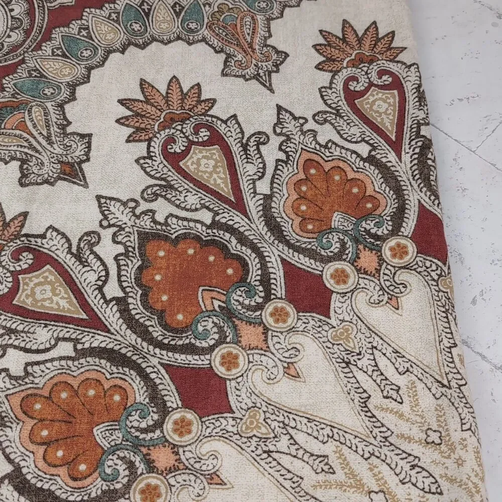 Pottery Barn Valencia Red Paisley Ikat Print Cotton Linen Pillow Cover 18